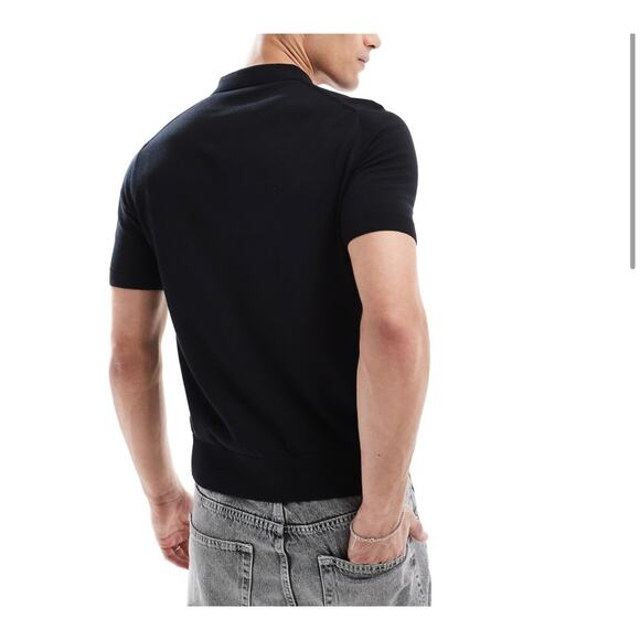 Fred Perry Knitted Shirt Size XL Black Short Sleeve Black 100% Cotton NWT - Picture 9 of 9